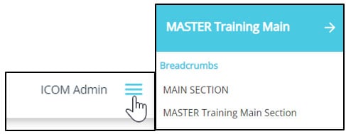 Breadcrumbs menu showing your location while editing